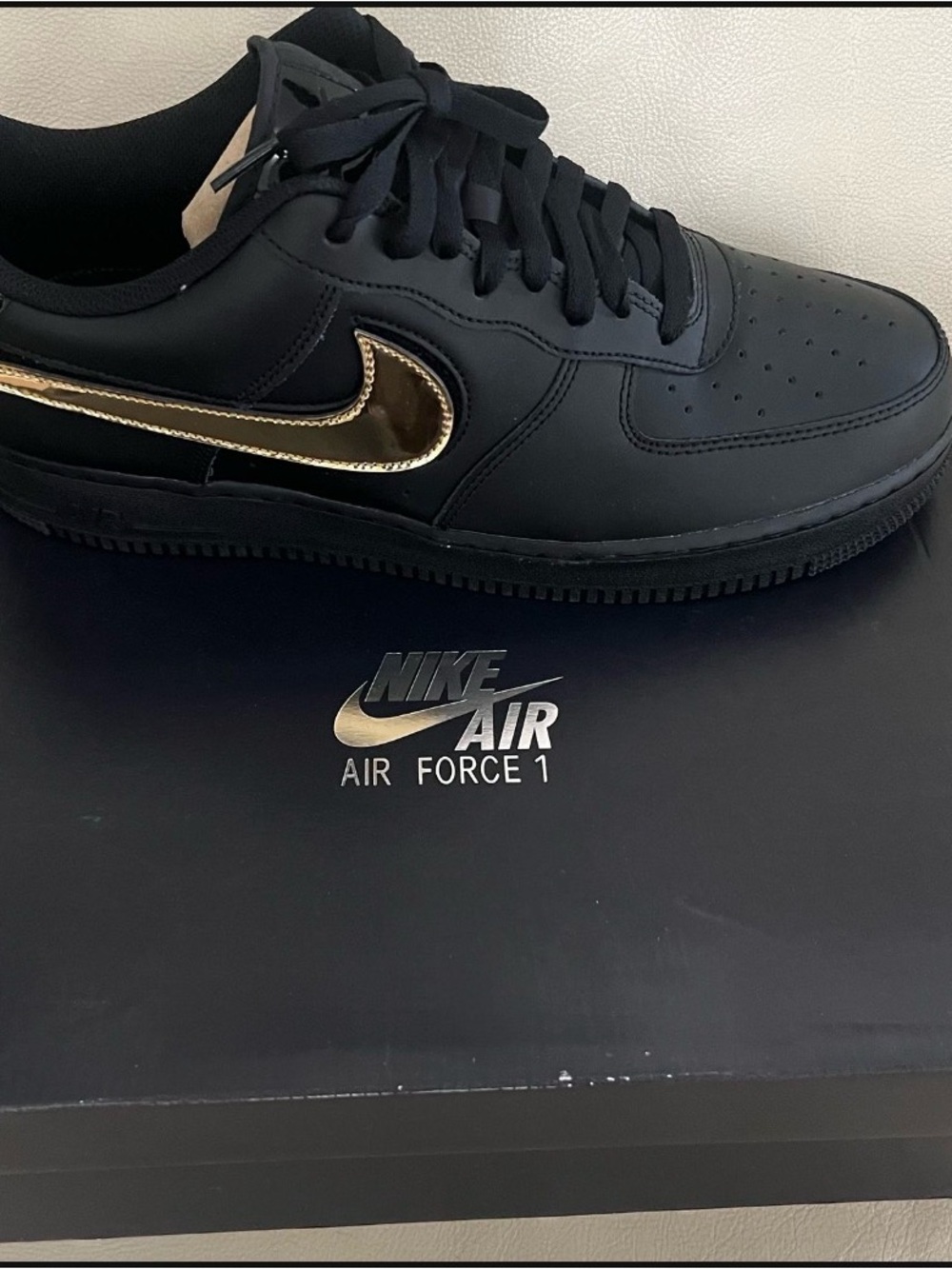 Nike Air Force 1 Black with Metallic Swooshs